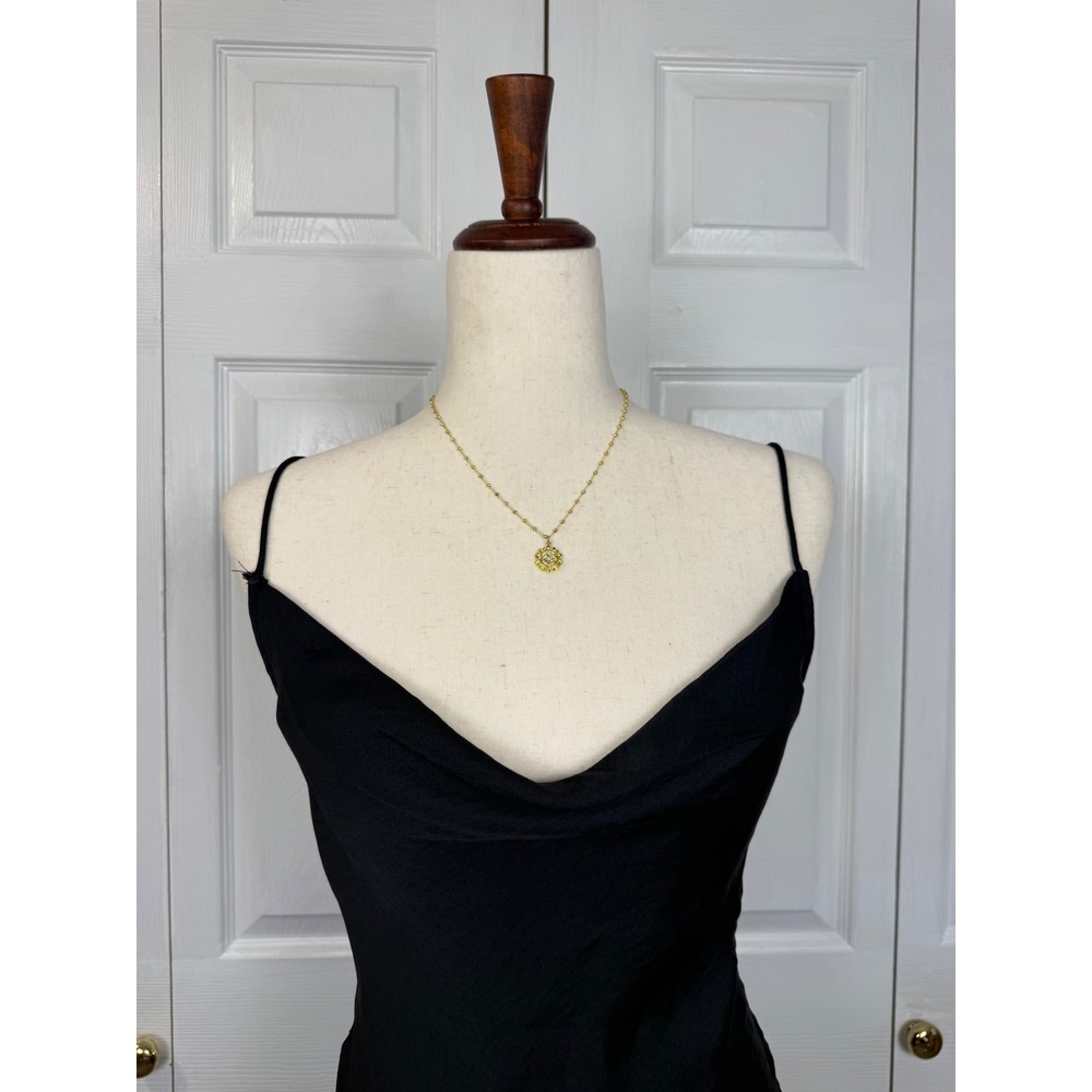 Free People Day to Night Convertible Slip Dress Black Satin Cowl Neck Ruched S - Picture 4 of 10